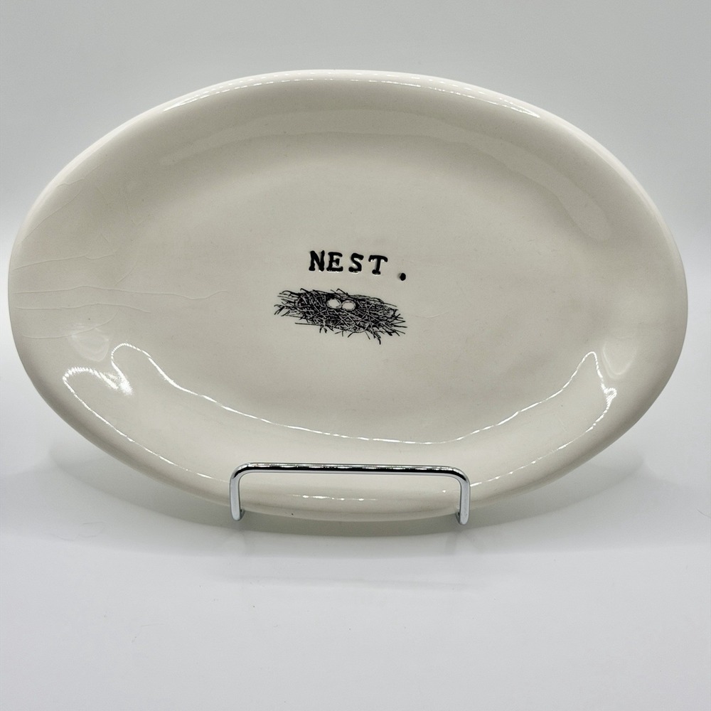 Rae Dunn Artisan Collection Nest Bird  8" Oval Plate EUC